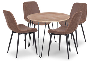 Miya 5pc Dining Set with Table & 4 Kaia Chairs, Acacia Wood, Metal, 36