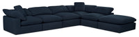 Eclipse 6-Piece Linen-Look Fabric Modular Sectional - Navy 