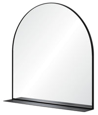 Rounded Black Mirror with Shelf - 35