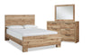 Derekson 5pc Bedroom Set with Panel Bed, Dresser & Mirror, Natural - King Size