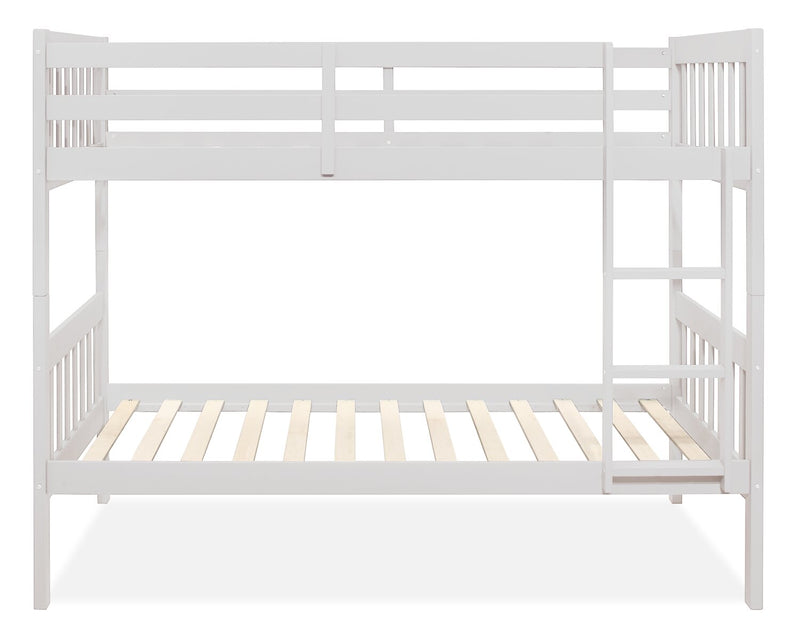 Miko Bunk Bed with Ladder & Guard Rail for Kids, White - Twin/Twin ...