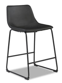 Cole Counter-Height Stool with Vegan Leather Fabric, Metal - Black 