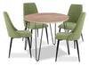 Miya 5pc Dining Set with Table & 4 Chairs, Acacia Wood, Metal, 36