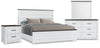 Zoey 6pc Bedroom Set with Bed, Dresser, Mirror & Nightstand, Two-tone White & Brown - King Size