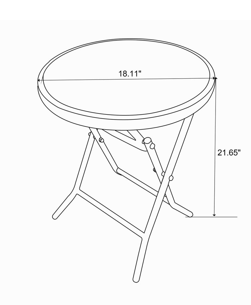 Lima Outdoor Patio End Table - Foldable, Powder Coated Steel, Glass ...