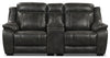 Novo Leather-Look Fabric Power Reclining Loveseat - Grey