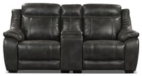 Novo Leather-Look Fabric Power Reclining Loveseat - Grey 