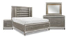 Max 6pc Bedroom Set with Storage Bed, Dresser, Mirror & Nightstand, LED, Glam, Silver - Queen Size