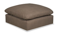 Eclipse Linen-Look Fabric Ottoman - Slate 