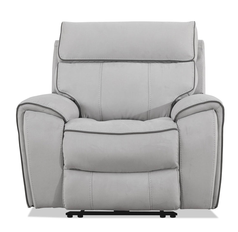 Newport Faux Suede Power Recliner - Grey | The Brick