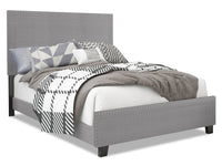 Avery Upholstered Bed in Grey Fabric with Nailhead Design - King Size 