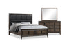 Kane 5pc Bedroom Set with Storage Bed, Dresser & Mirror, Vegan Leather, Brown - King Size