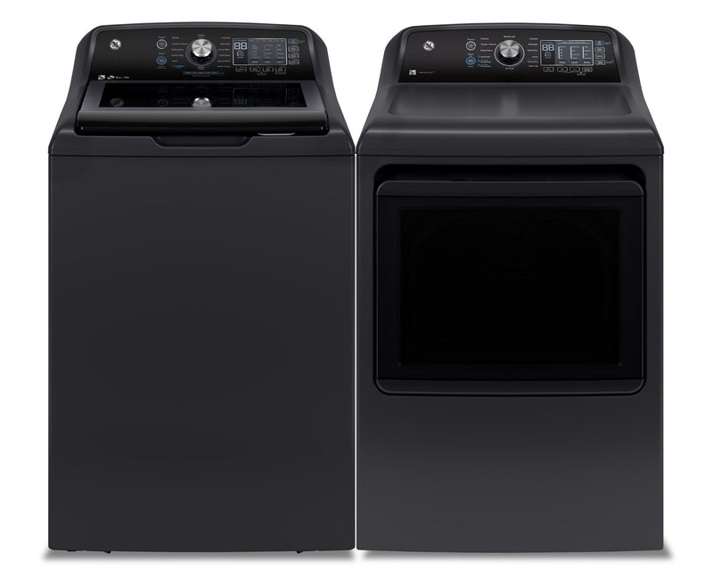 GE 5.3 Cu. Ft. Top-Load Washer and 7.4 Cu. Ft. Electric Dryer with ...