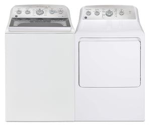 GE 5 Cu. Ft. Top-Load Washer and 7.2 Cu. Ft. Gas Dryer with SaniFresh Cycle