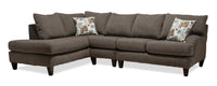 Nofia 3-Piece Chenille Left-Facing Sectional - Charcoal 