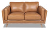 Vivia Top-Grain Genuine Leather Loveseat - Caramel