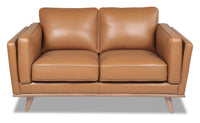 Vivia Top-Grain Genuine Leather Loveseat - Caramel 