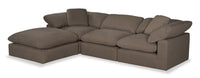 Eclipse 4-Piece Linen-Look Fabric Modular Sectional with Ottoman - Slate 