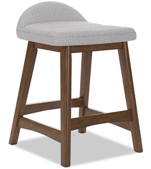 Jovi Counter-Height Stool with Linen-Look Fabric, Wood - Grey
