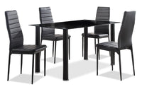 Onyx 5pc Dining Set with Table & 4 Chairs, Glass Top, Metal, 55