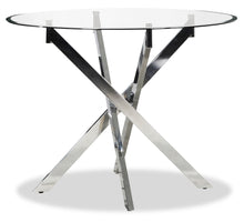 Tori Dining Table with Glass Top, Geometric Base, 39