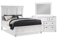 Vera 5pc Bedroom Set with Bed, Dresser & Mirror, White - King Size 