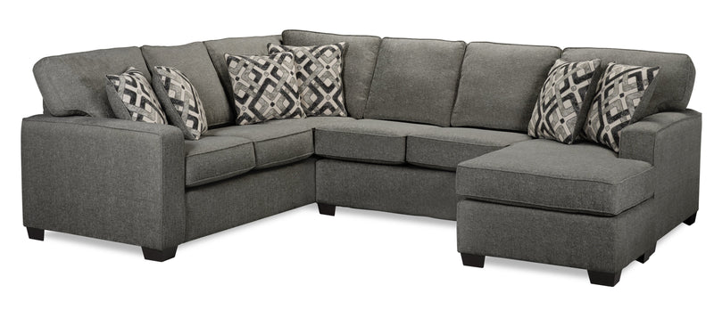 Verona 2-Piece Brushed Linen-Look Fabric Right-Facing Sectional - C ...